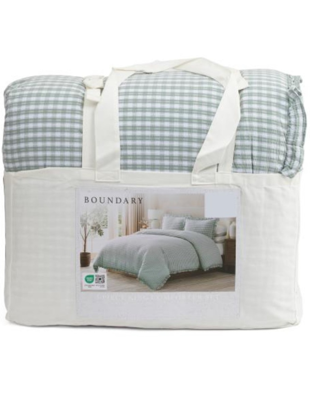 Boundary King 3 Piece Comforter Set- Sage Check